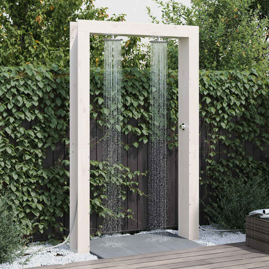 Doccia da esterno 226 cm Legno massello di pino e acciaio inox | homemem39