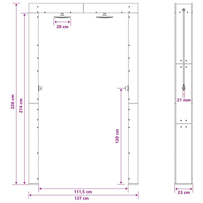 Doccia da esterno 226 cm Legno massello di pino e acciaio inox | homemem39