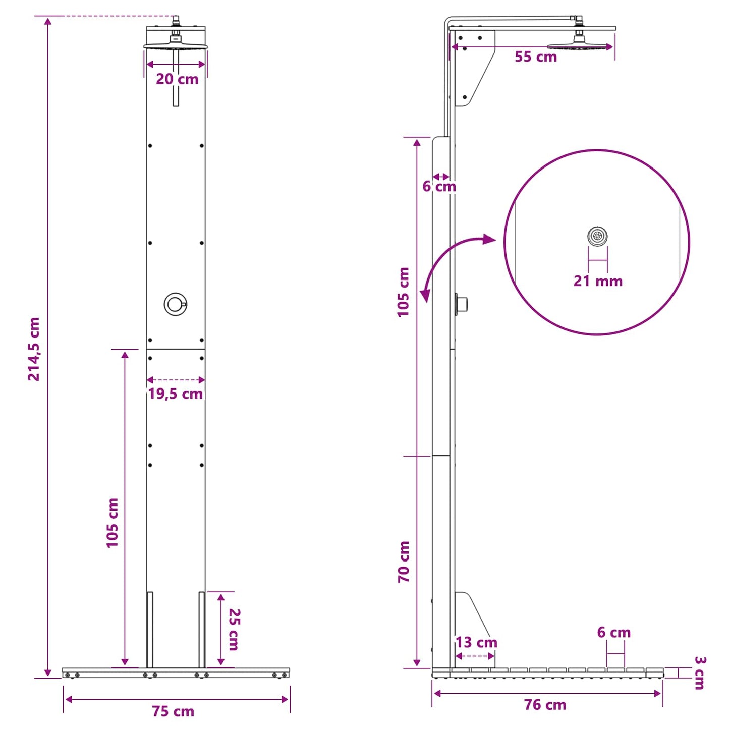 Doccia da esterno 214,5 cm Bianco | homemem39