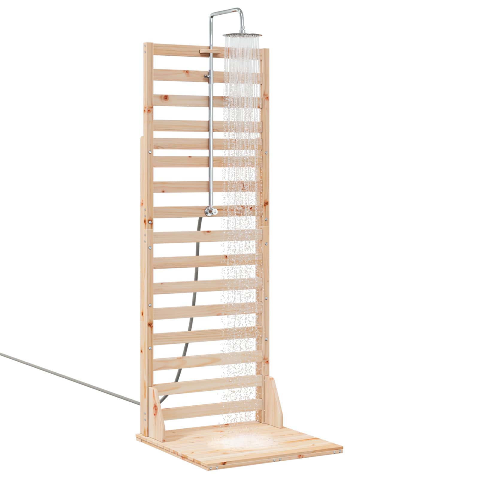 Doccia da esterno 225 cm Legno massello di pino e acciaio inox | homemem39