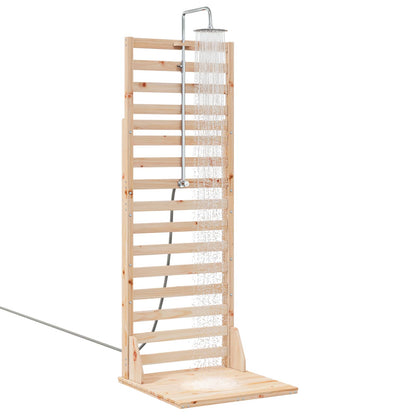 Doccia da esterno 225 cm Legno massello di pino e acciaio inox | homemem39