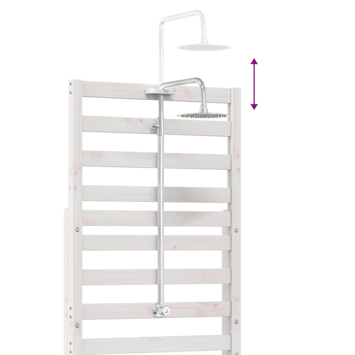 Doccia da esterno 225 cm Legno massello di pino e acciaio inox | homemem39