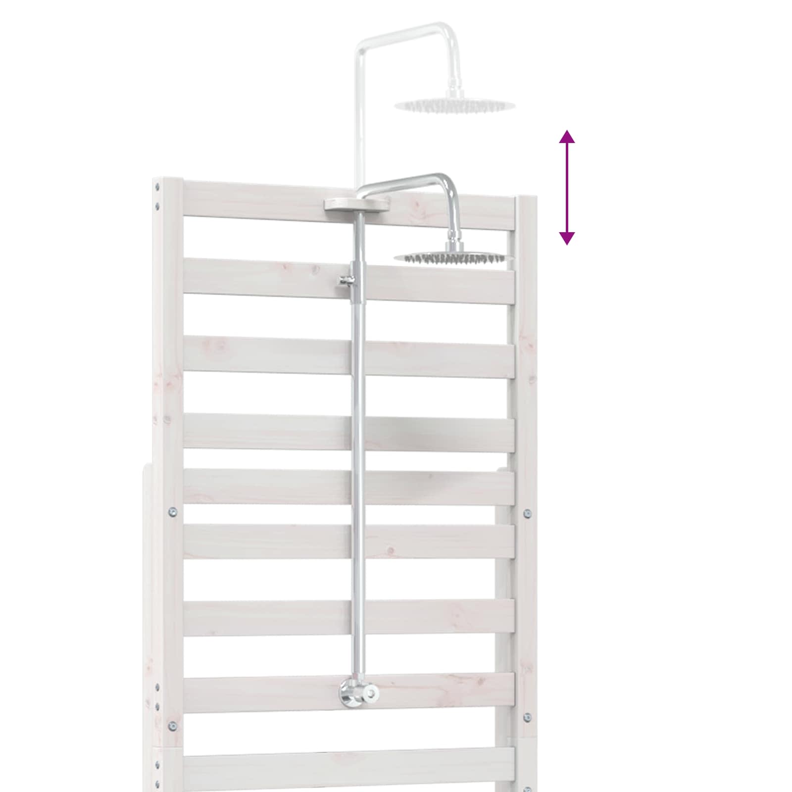 Doccia da esterno 225 cm Legno massello di pino e acciaio inox | homemem39