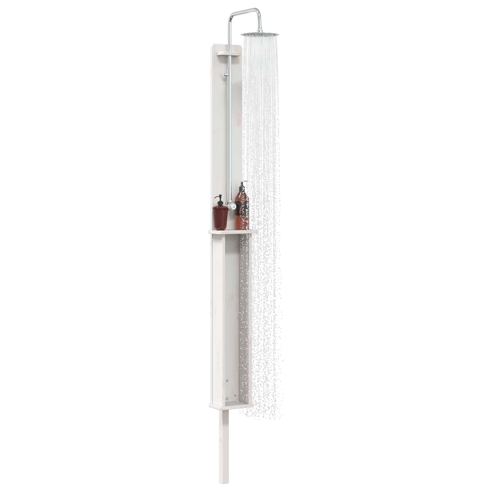 Doccia da esterno 246 cm Legno massello di pino e acciaio inox | homemem39