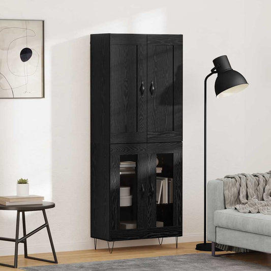Credenza Rovere Nero 69,5 x 34 x 180 cm Legno multistrato