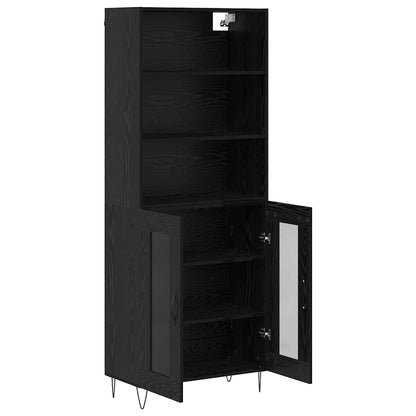 Credenza 2 pcs Rovere Nero Legno multistrato
