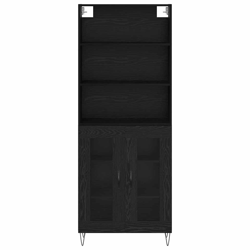 Credenza 2 pcs Rovere Nero Legno multistrato