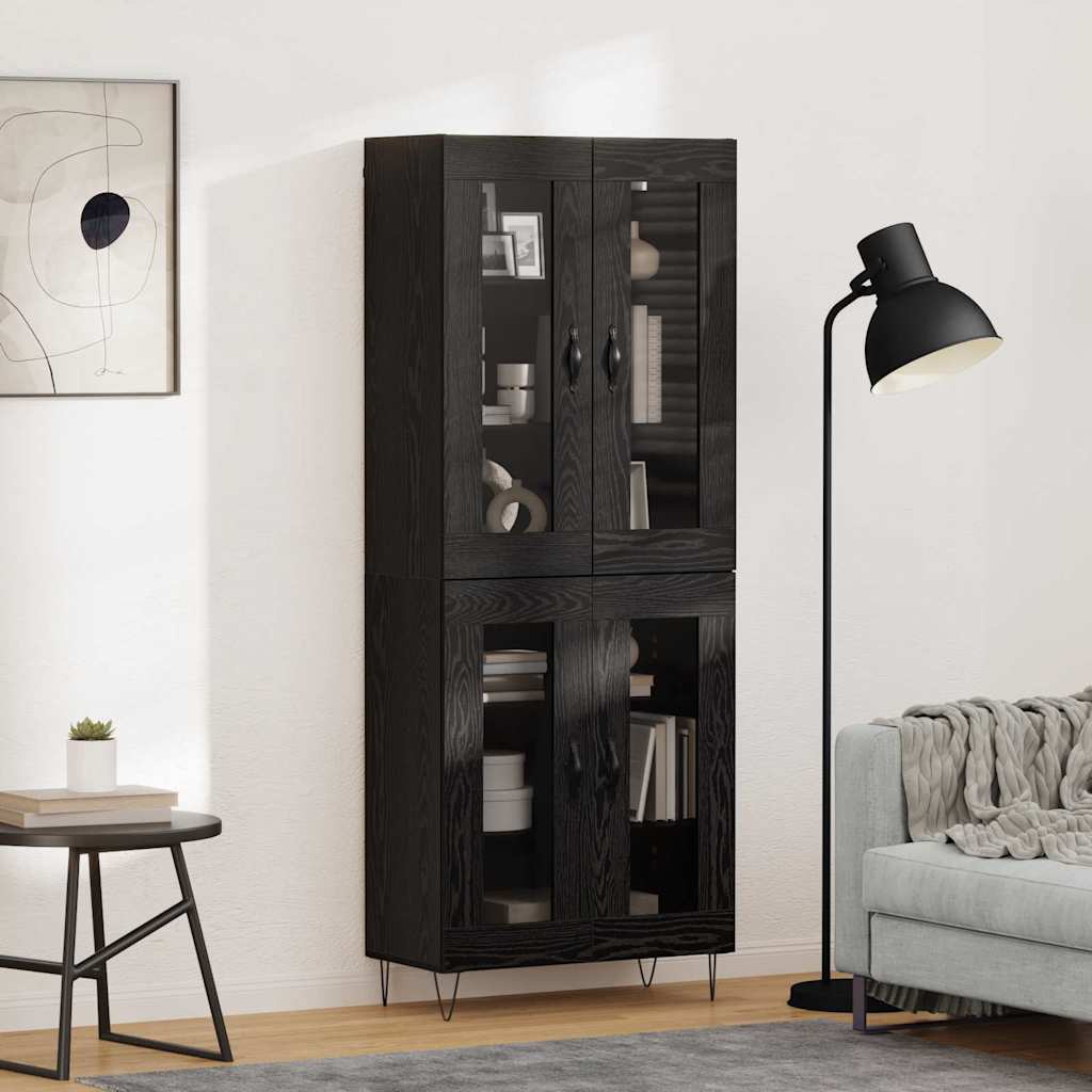 Credenza Rovere Nero 69,5 x 34 x 180 cm Legno multistrato