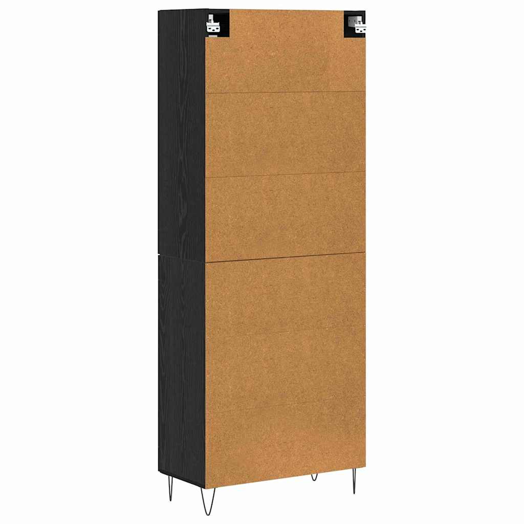 Credenza Rovere Nero 69,5 x 34 x 180 cm Legno multistrato | homemem39