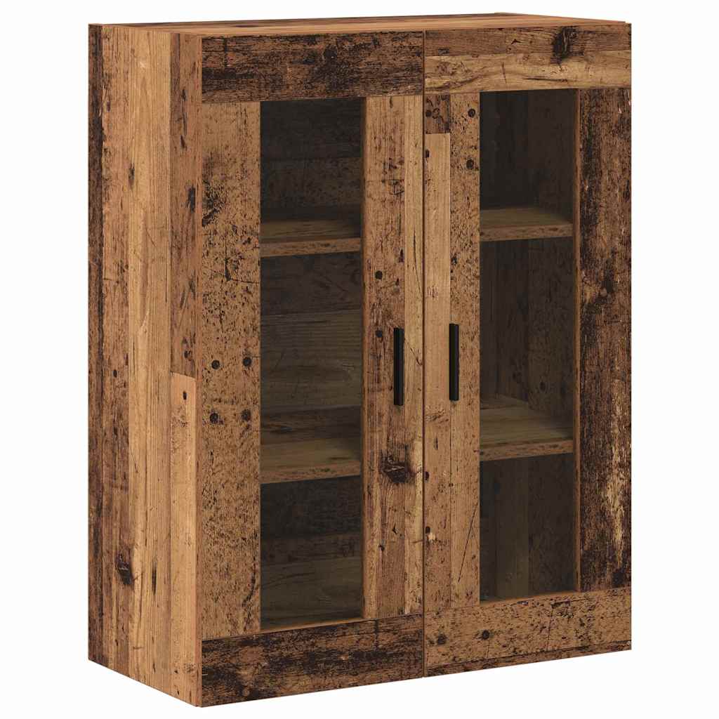 Credenza 2 pcs Legno vecchio Legno Stratificato e Vetro
