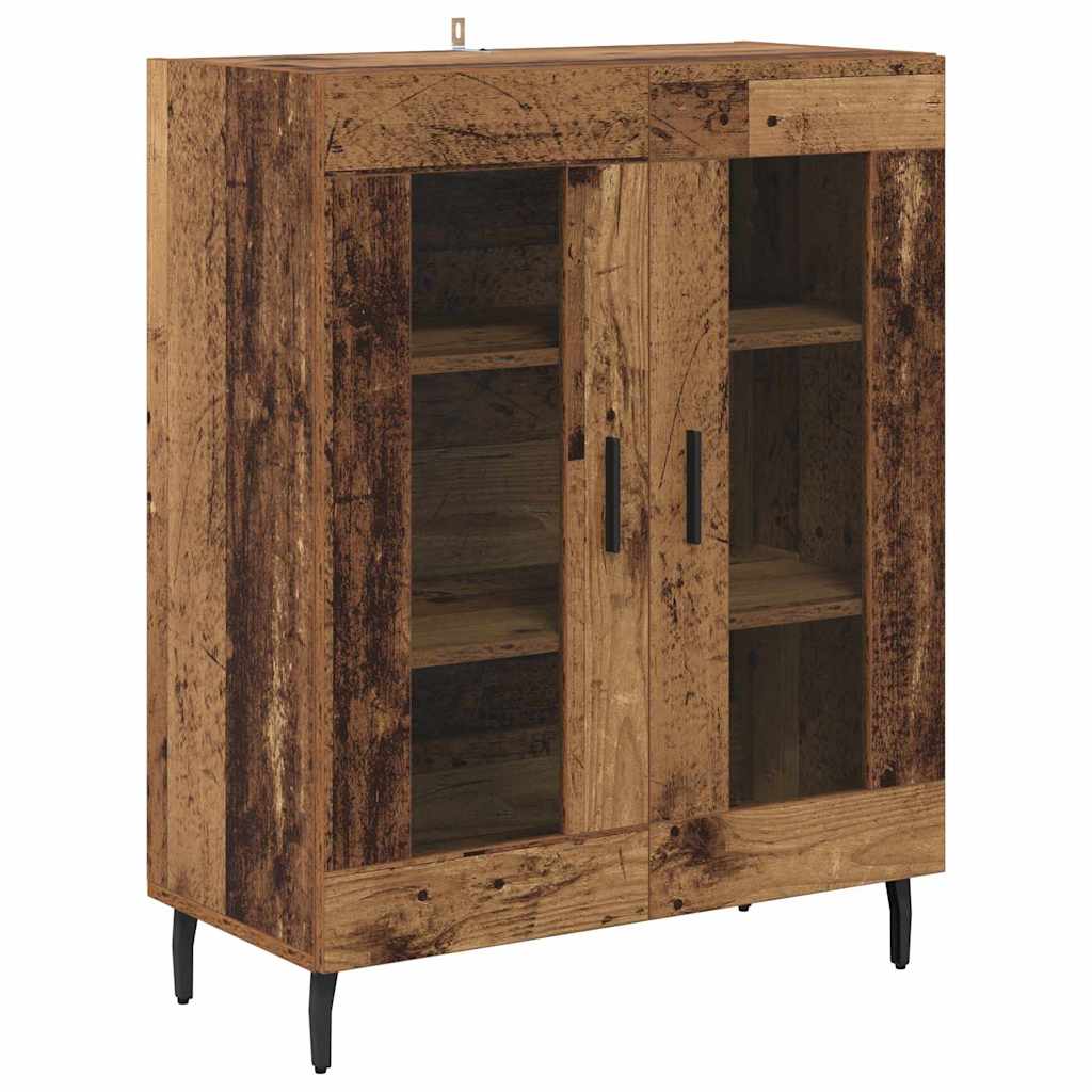Credenza 2 pcs Legno vecchio Legno Stratificato e Vetro
