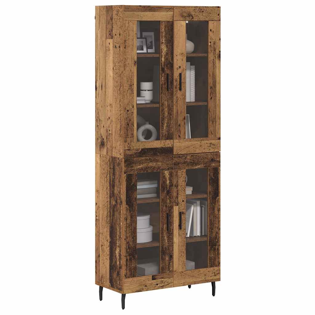 Credenza 2 pcs Legno vecchio Legno Stratificato e Vetro
