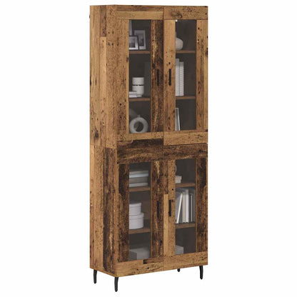 Credenza 2 pcs Legno vecchio Legno Stratificato e Vetro