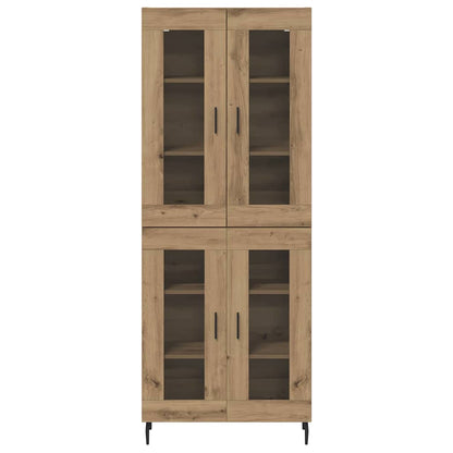 Credenza 2 pcs Rovere artigianale Legno Stratificato e Vetro