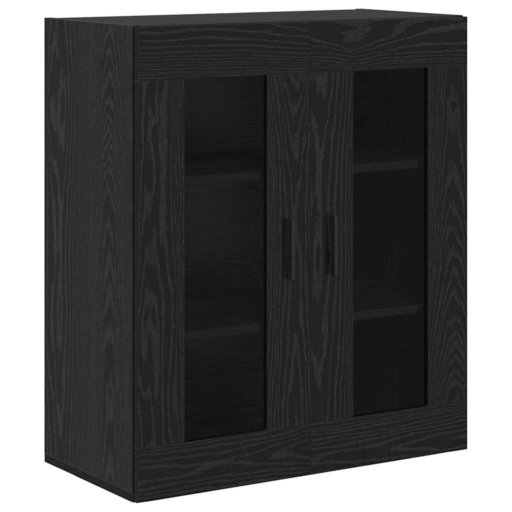 Credenza 2 pcs Rovere Nero Legno Stratificato e Vetro