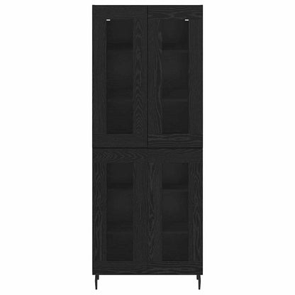 Credenza 2 pcs Rovere Nero Legno Stratificato e Vetro