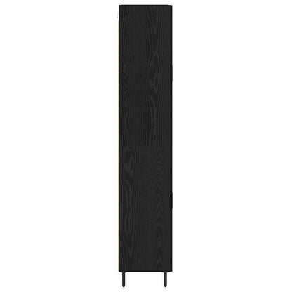 Credenza 2 pcs Rovere Nero Legno Stratificato e Vetro