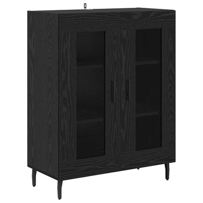 Credenza 2 pcs Rovere Nero Legno Stratificato e Vetro