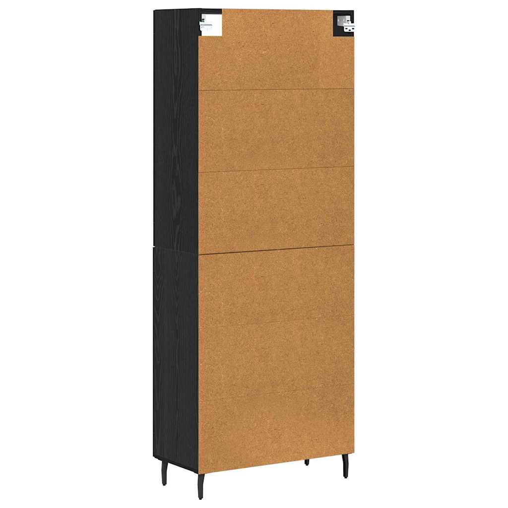 Credenza 2 pcs Rovere Nero Legno Stratificato e Vetro