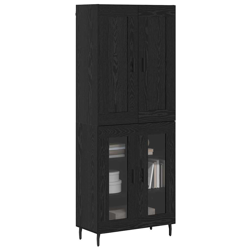 Credenza 2 pcs Rovere Nero Legno multistrato