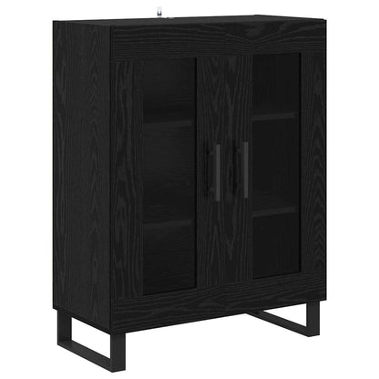 Credenza 2 pcs Rovere Nero Legno multistrato