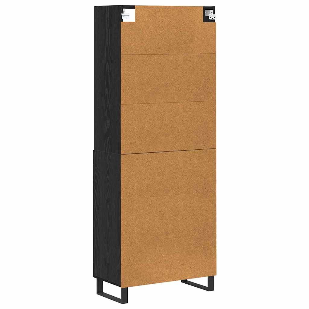 Credenza 2 pcs Rovere Nero Legno multistrato
