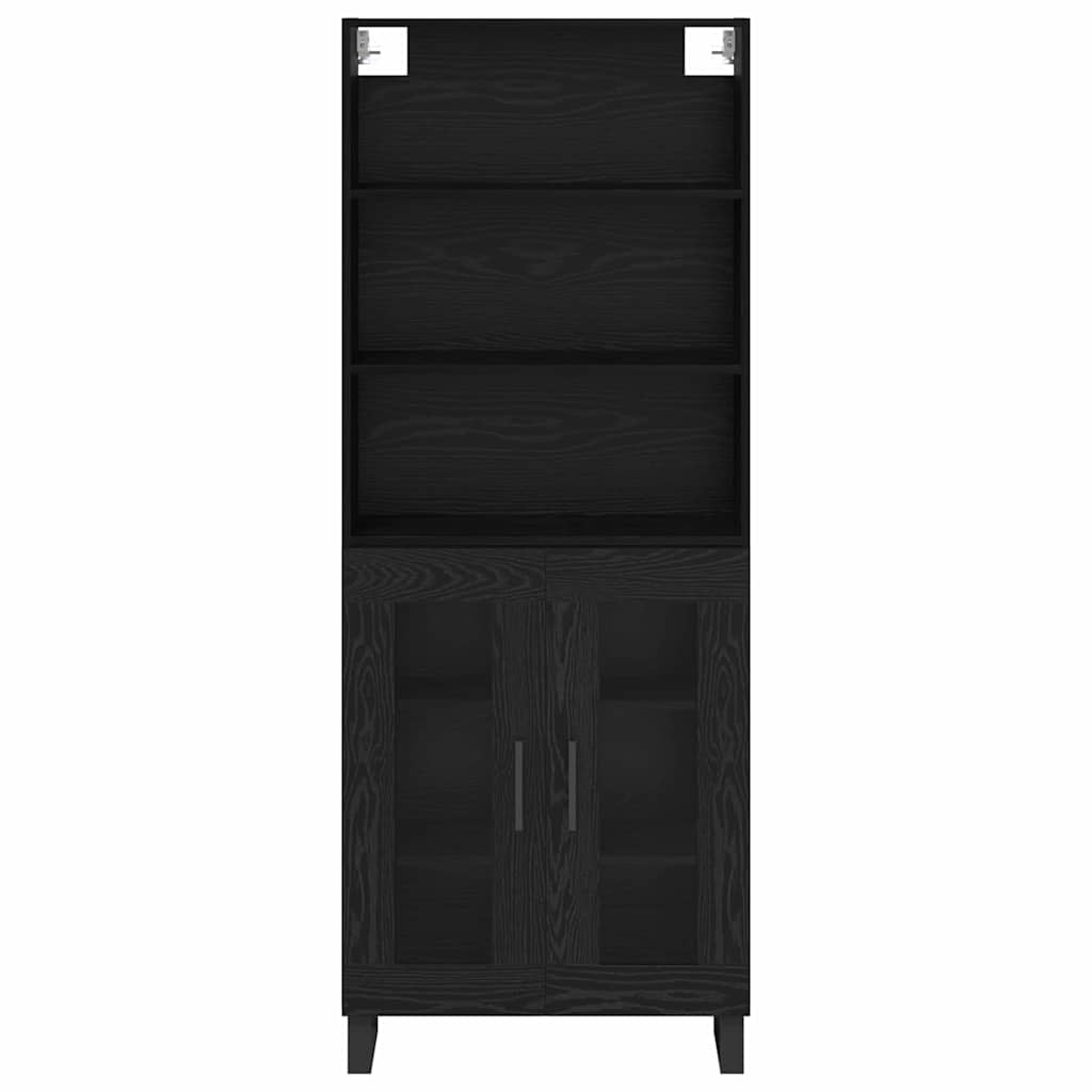 Credenza 2 pcs Rovere Nero Legno multistrato