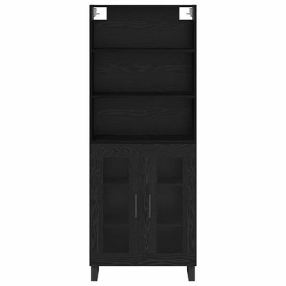 Credenza 2 pcs Rovere Nero Legno multistrato