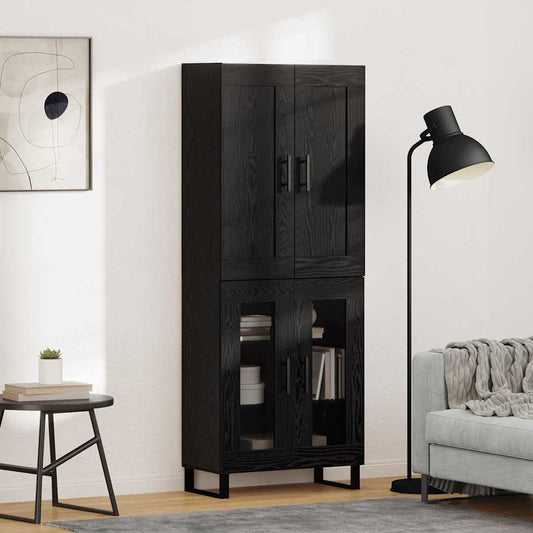 Credenza Rovere Nero 69,5 x 34 x 180 cm Legno multistrato