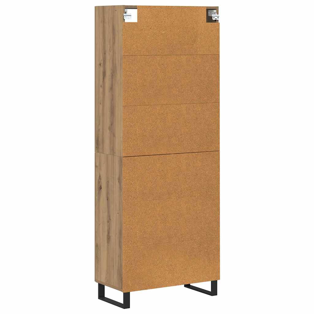 Credenza 2 pcs Rovere artigianale Legno Stratificato e Vetro | homemem39