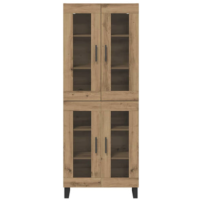 Credenza 2 pcs Rovere artigianale Legno Stratificato e Vetro
