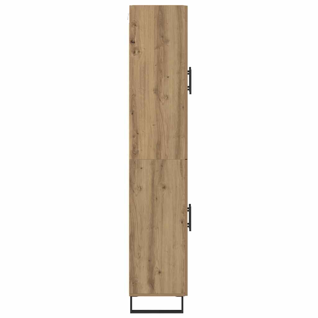 Credenza 2 pcs Rovere artigianale Legno Stratificato e Vetro