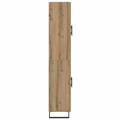 Credenza 2 pcs Rovere artigianale Legno Stratificato e Vetro