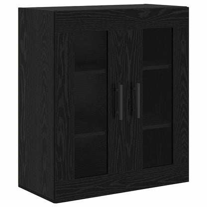 Credenza 2 pcs Rovere Nero Legno Stratificato e Vetro
