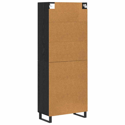 Credenza 2 pcs Rovere Nero Legno Stratificato e Vetro