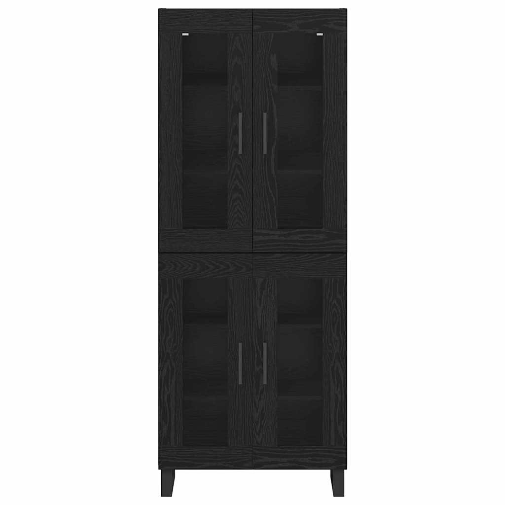 Credenza 2 pcs Rovere Nero Legno Stratificato e Vetro