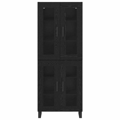 Credenza 2 pcs Rovere Nero Legno Stratificato e Vetro