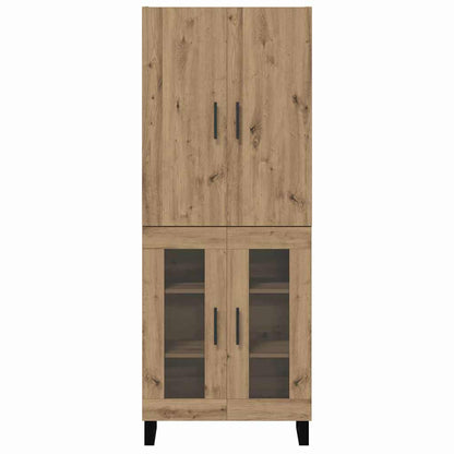 Credenza 2 pcs Rovere artigianale Legno Stratificato e Vetro