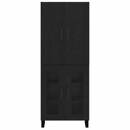 Credenza 2 pcs Rovere Nero Legno Stratificato e Vetro