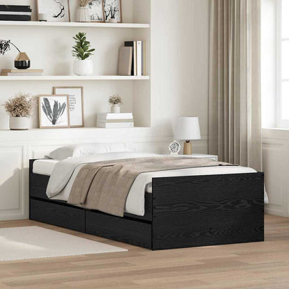 Struttura del letto Rovere Nero 100 x 200 cm Pino massello | homemem39