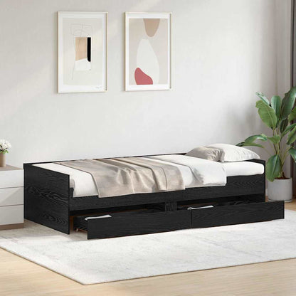 Struttura del letto Rovere Nero 100 x 200 cm Pino massello | homemem39