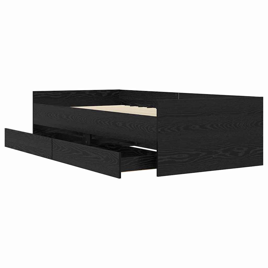 Struttura del letto Rovere Nero 100 x 200 cm Pino massello | homemem39