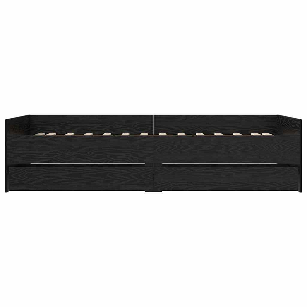 Struttura del letto Rovere Nero 100 x 200 cm Pino massello | homemem39