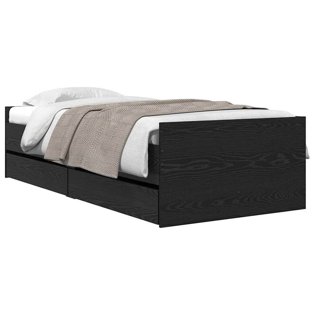 Struttura del letto Rovere Nero 100 x 200 cm Pino massello | homemem39