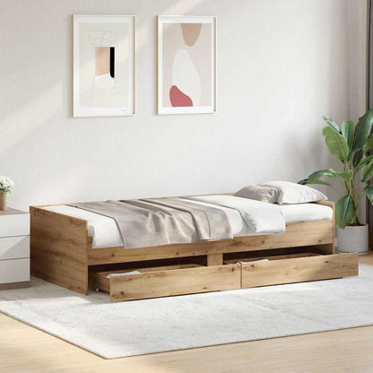 Struttura del letto con cassetto Rovere artigianale 90 x 190 cm | homemem39