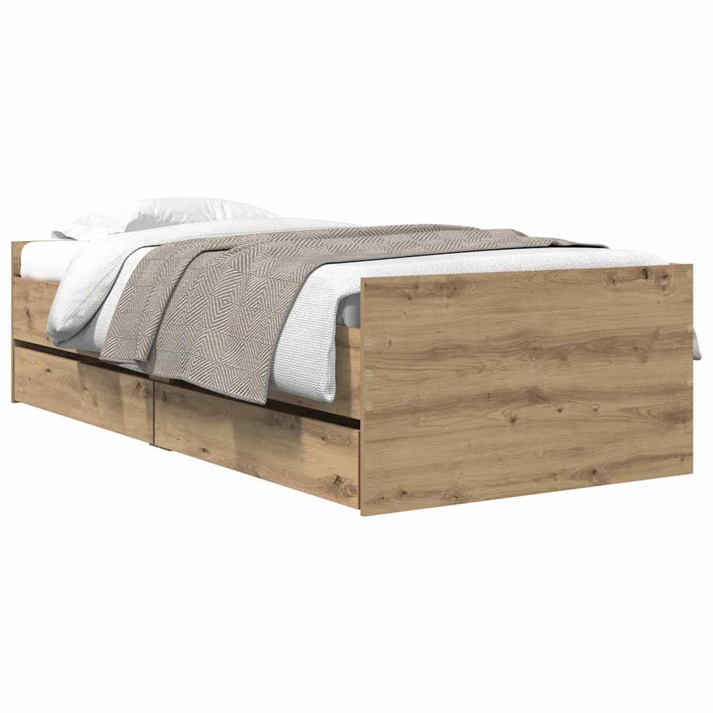 Struttura del letto con cassetto Rovere artigianale 90 x 190 cm | homemem39