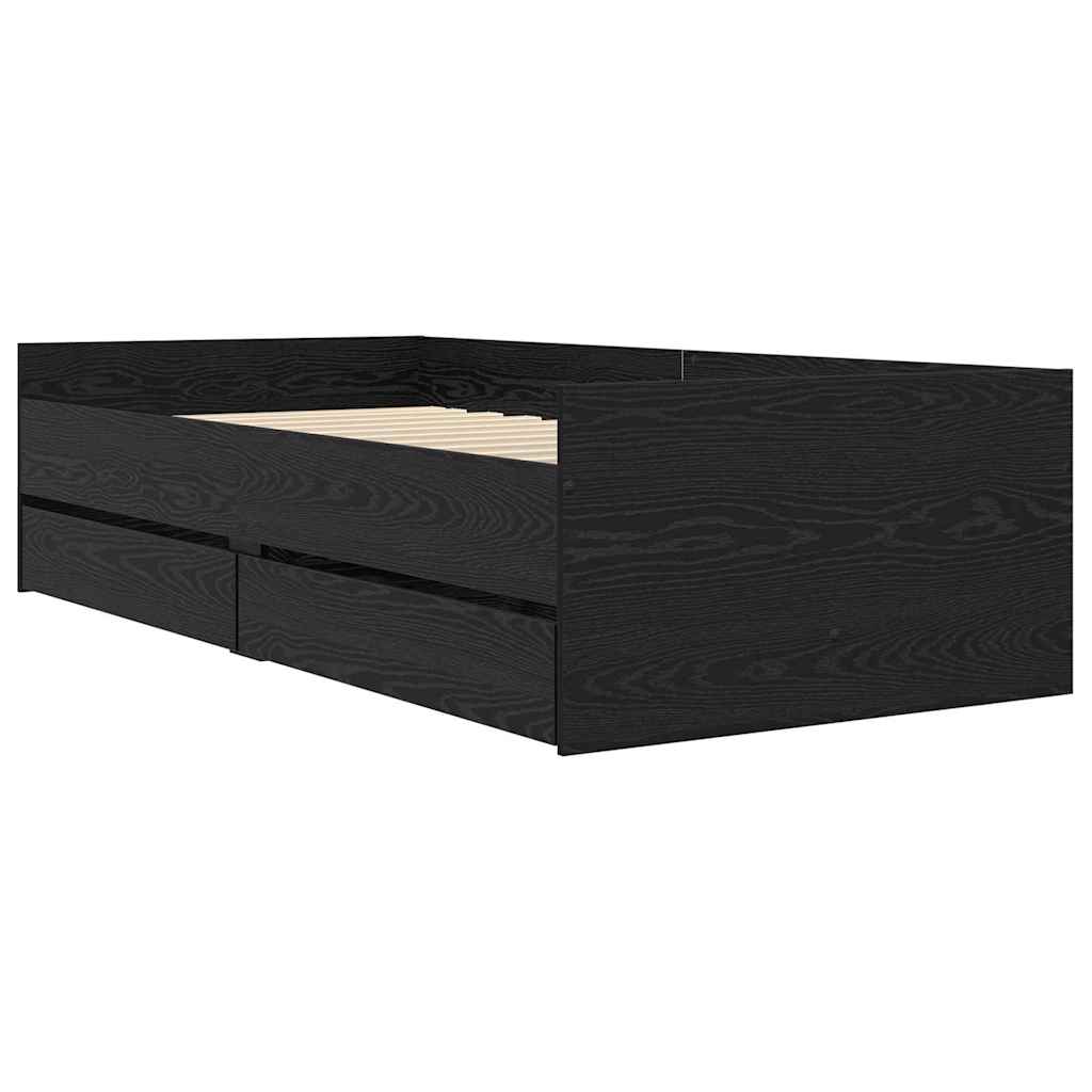 Struttura del letto Rovere Nero 90 x 190 cm Pino massello | homemem39
