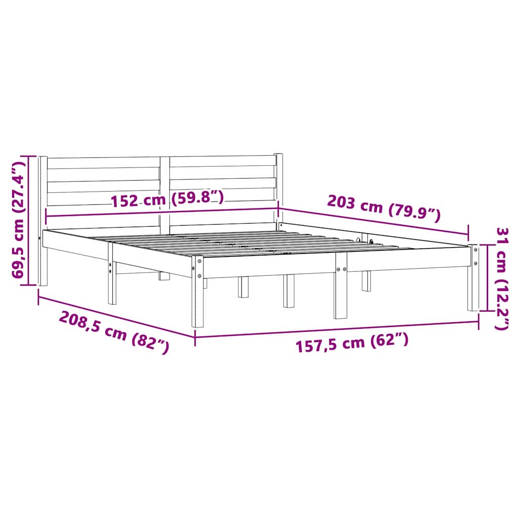 Struttura del letto Naturale 208,5 x 157,5 x 69,5 cm | homemem39
