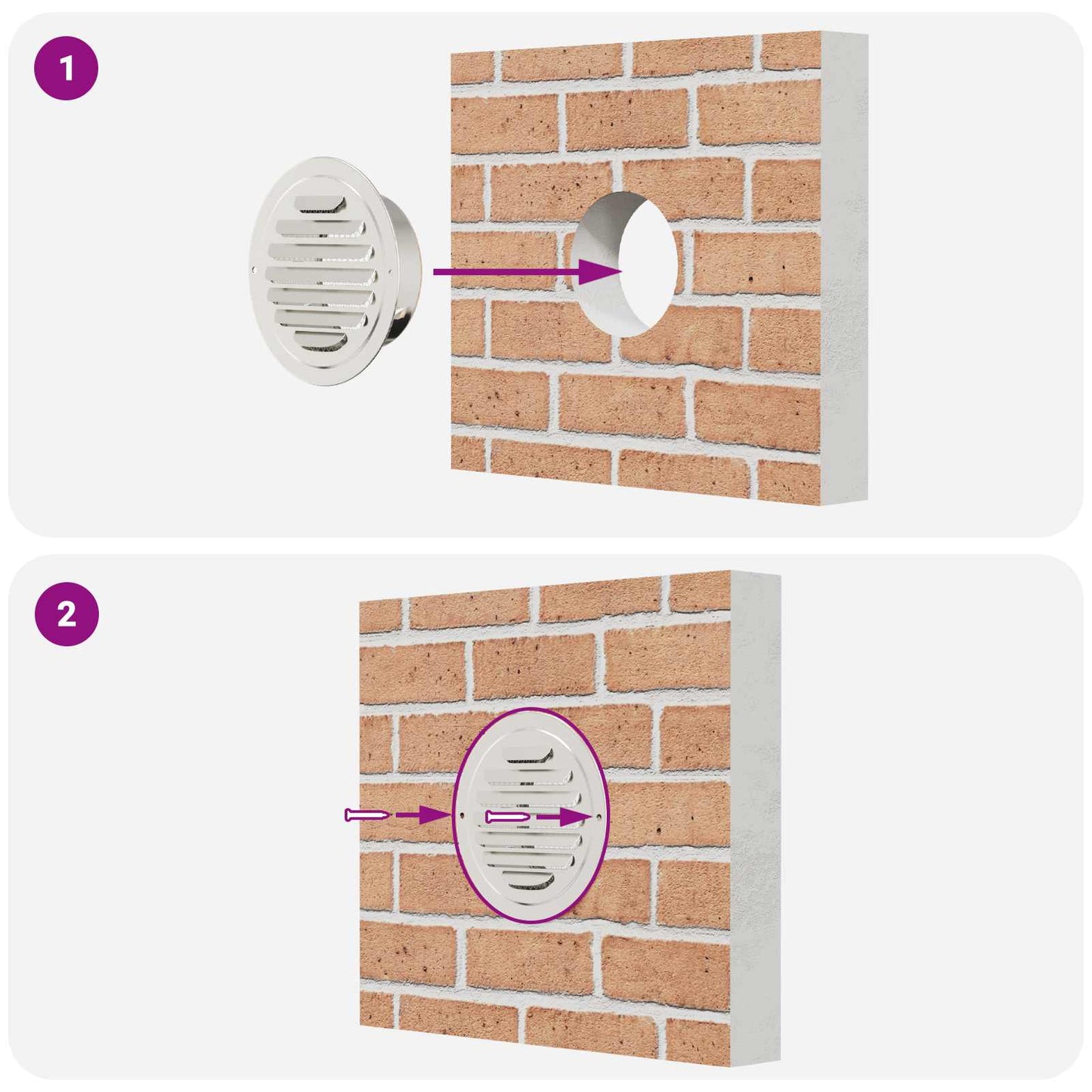 Coperture per ventilazione d'aria 4 pcs Argento 80 mm