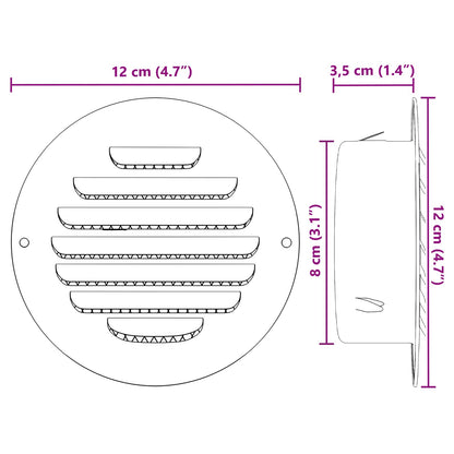 Coperture per ventilazione d'aria 4 pcs Argento 80 mm